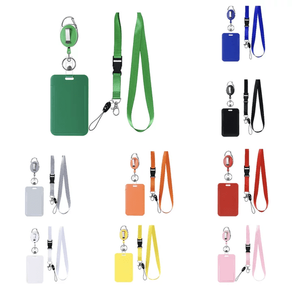 Izexuh Badge Holder Retractable Lanyard Vertical ID Card Case Clear Transparent Plastic Neck Strap for Office Staff Bus Pass Identification