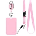 thumbnail image 1 of Izexuh Badge Holder Retractable Lanyard Vertical ID Card Case Clear Transparent Plastic Neck Strap for Office Staff Bus Pass Identification, 1 of 8