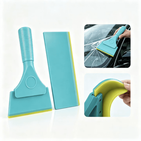 Izexuh Car Film Squeegee Tool Rubber Scraper With Textured Non-Slip Handle, Double Color Yellow Edge Scratch Free Smooth Pressing for Window Tint Vinyl Wrap Application