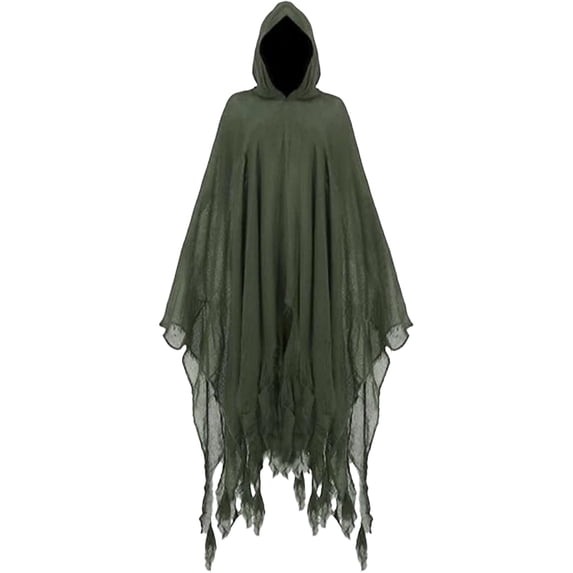 choiix Hooded Grim Reaper Cloak and Robe Set with Full Length Cape Medieval Horror Hooded Gown and Cape Outfit with Drawstring Hood Halloween Cosplay Dress and Robe
