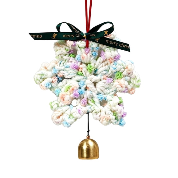 Izexuh Knitted Snowflake Christmas Ornament Christmas Ornaments 3D Soft Fabric Texture Pre Attached Loop for Winter Holiday Wreath Tree Display