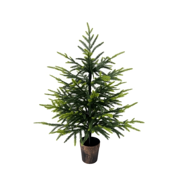 Izexuh Potted Cedar Pine Artificial Christmas Tree Decorations Tabletop Plant Realistic Foliage Sturdy Pot for Living Room Entryway Display Green