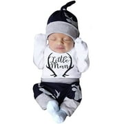 Izhansean 3PCS Newborn Baby Boy Long Sleeve Little Man Romper Deer Pants Warm Clothes Set White 0-3 Months