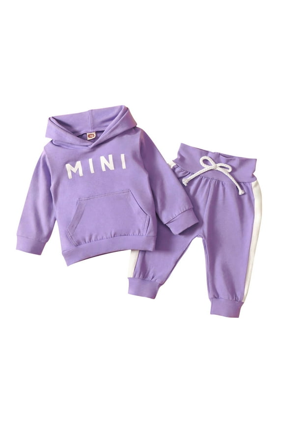 Mini Hoodie Sweatshirt & Pants (Girl's), 2-Piece, Sizes 0-6 Months