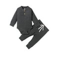 thumbnail image 1 of Izhansean Newborn Baby Boy Girl Clothes Ribbed Knitted Romper Long Pants Fall Winter Suit Dark Gray 3-6 Months, 1 of 8