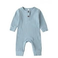 thumbnail image 1 of Izhansean Newborn Baby Boy Girl Long Sleeve Knitted Romper Jumpsuit One-Pieces Clothes Light Blue 0-3 Months, 1 of 8