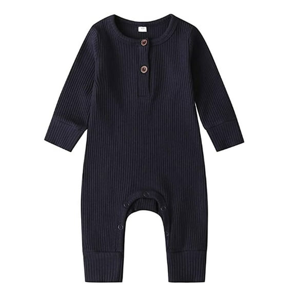 Izhansean Newborn Baby Boy Girl Long Sleeve Knitted Romper Jumpsuit One-Pieces Clothes Navy Blue 3-6 Months