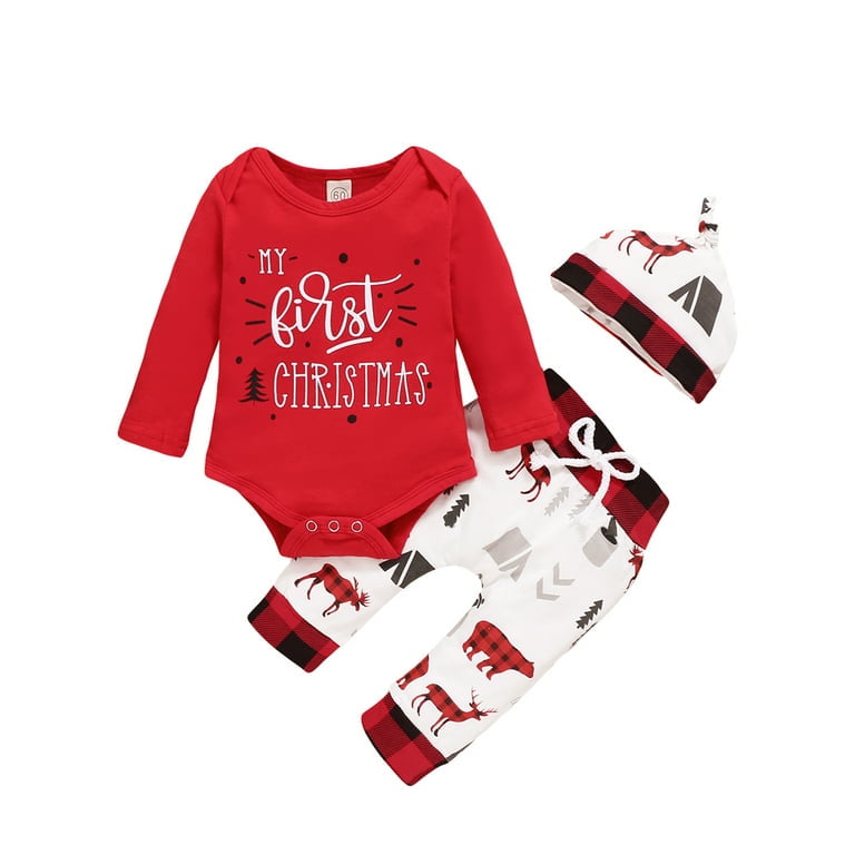 Izhansean Newborn Baby Boy Girl My First Christmas Outfits Romper