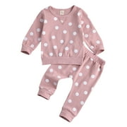 Izhansean Newborn Infant Baby Girl Clothes Set Long Sleeve Sweatshirts Tops Pants Outfits Pink 0-3 Months