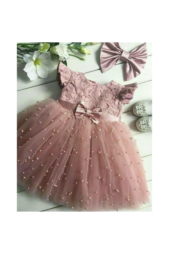 Toddler Baby Girls Flower Dress Princess Party Pageant Dresses Kids Clothes Pink 2-3 Years