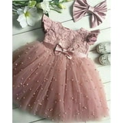 Izhansean Toddler Baby Girls Flower Dress Princess Party Pageant Dresses Kids Clothes Pink 2-3 Years