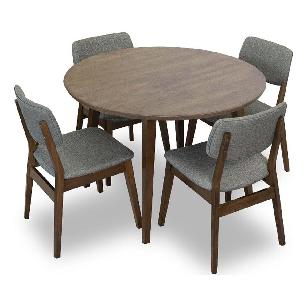 Mid-Century Modern Walnut and White Solid Wood Dining Set for 4