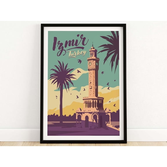 Izmir Print Izmir Turkey Travel Poster Turkish Wall Art Home Decor Izmir Gift Framed amp U