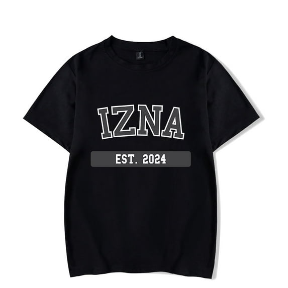 Izna Merch Letters Patterns Tee Unisex Fashion Kpop Music Short Sleeve Shirt Sweatwear Streetshirt Cool Summer T-Shirt
