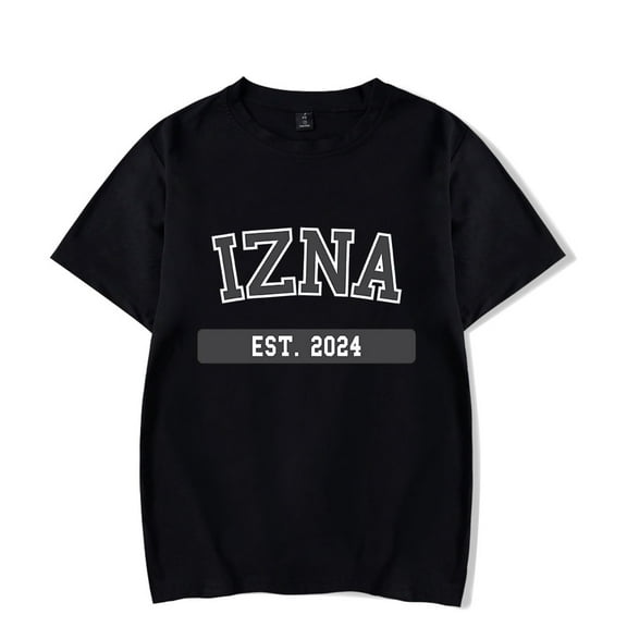 Izna Merch Letters Patterns Tee Unisex Fashion Kpop Music Short Sleeve Shirt Sweatwear Streetshirt Cool Summer T-Shirt