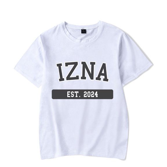 Izna Merch Letters Patterns Tee Unisex Fashion Kpop Music Short Sleeve Shirt Sweatwear Streetshirt Cool Summer T-Shirt