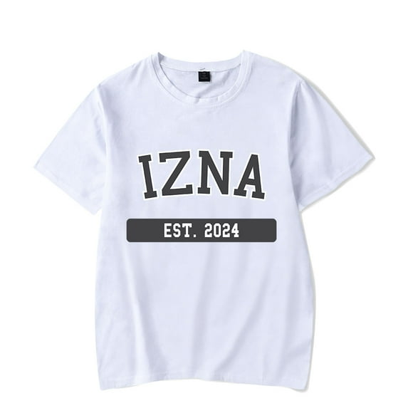 Izna Merch Letters Patterns Tee Unisex Fashion Kpop Music Short Sleeve Shirt Sweatwear Streetshirt Cool Summer T-Shirt