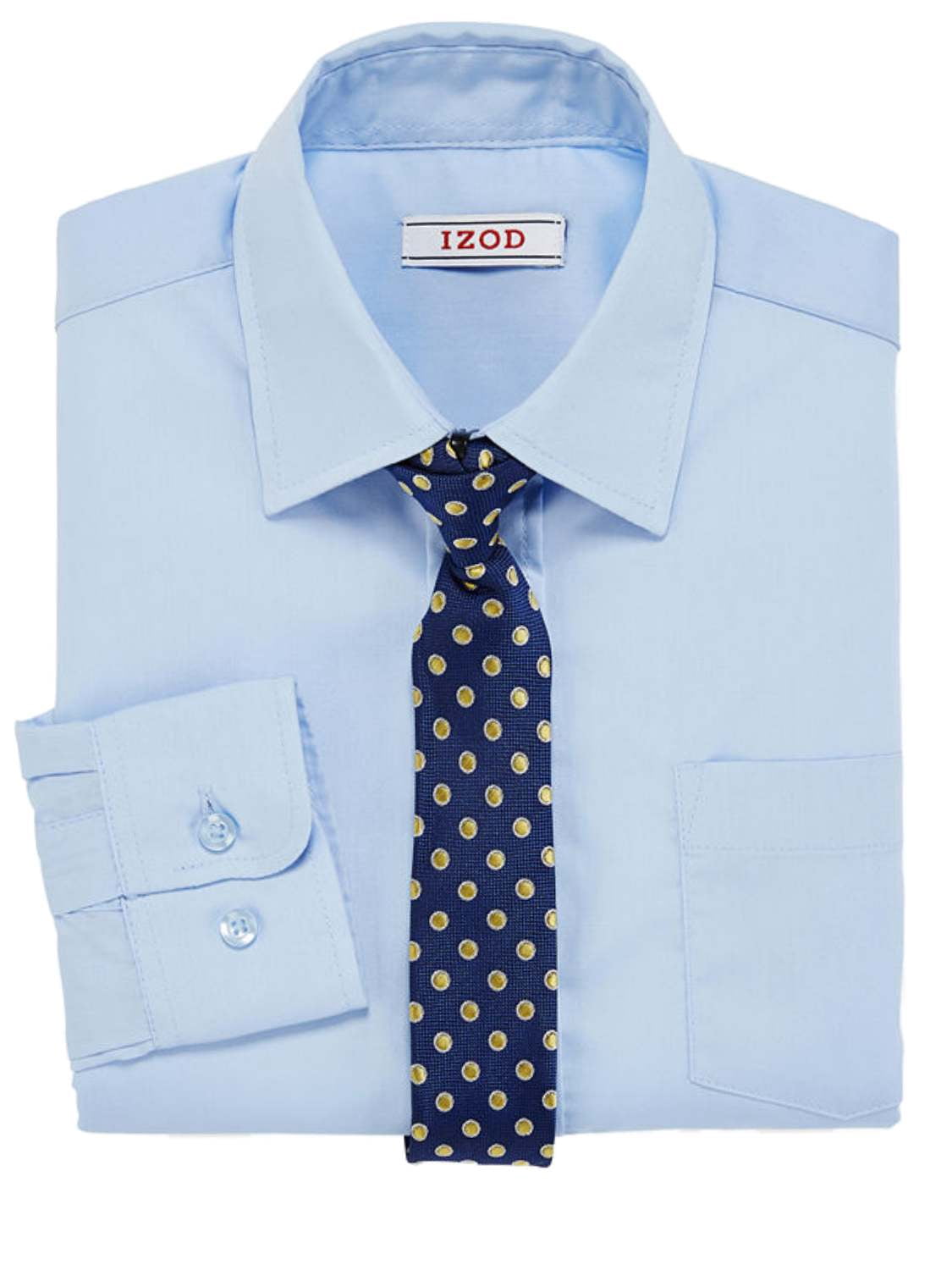 Izod Boys Blue Button Front Dress Up Shirt & Navy Polka Dot Clip Neck Tie  18 - Walmart.com