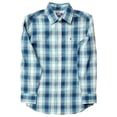thumbnail image 1 of Izod Boys Green & Blue Plaid Flex Long Sleeve Button Front Shirt Large 14-16, 1 of 2