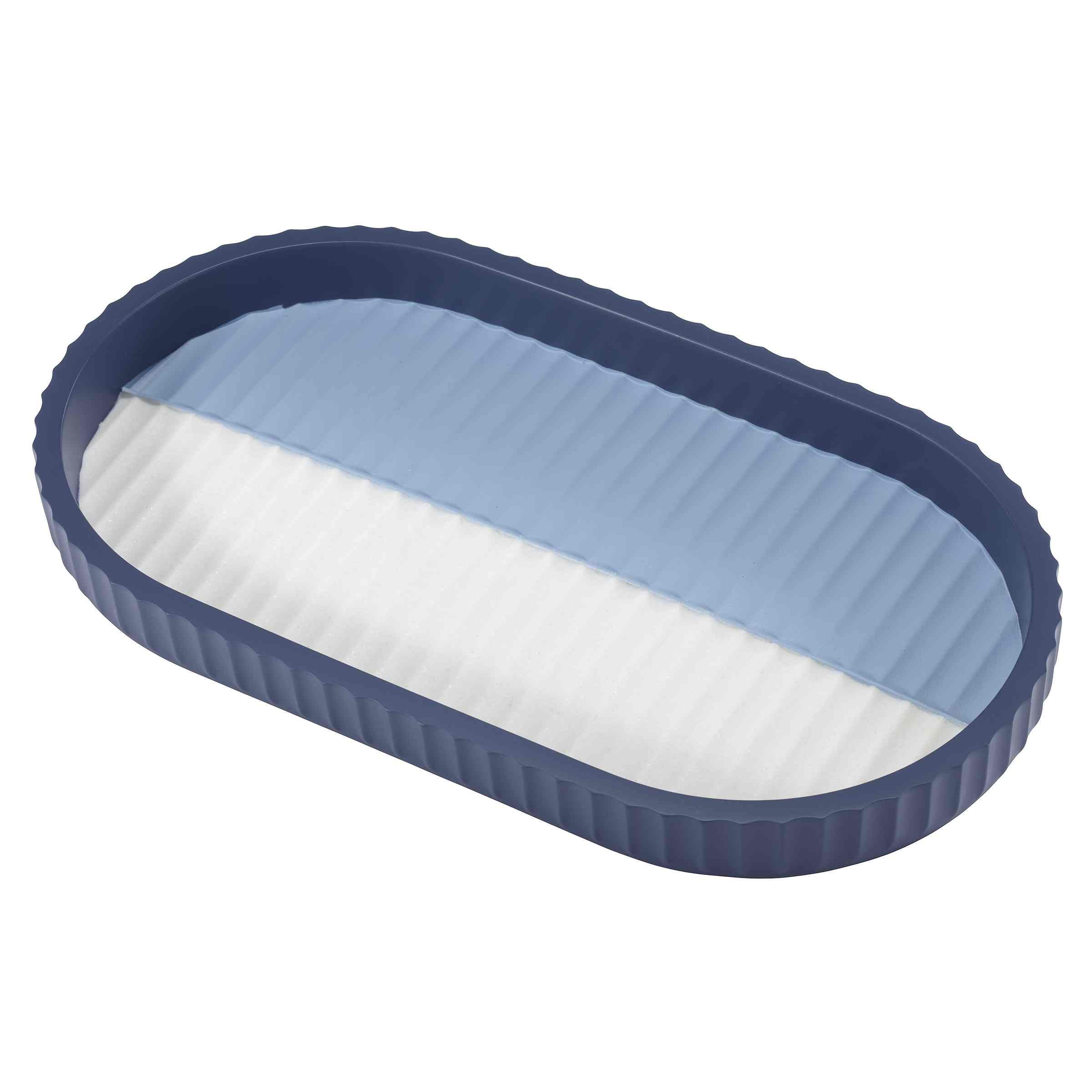 Oval Navy and Blue Resin Bathroom Vanity Tray