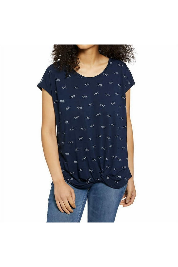 Ladies Sunglasses Printed Tee T-Shirt, Blue XS