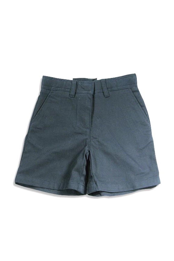 Little Girls Chino Flat Front Adjustable Waistband Size 5 Cotton Blend Short 20168-5 (Navy)