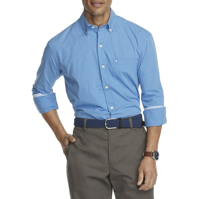 Izod Men's Advantage Performance Gingham Long Sleeve Button Down