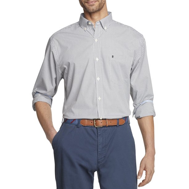 Izod Men's Advantage Performance Gingham Long Sleeve Button Down
