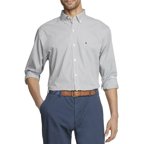 Izod Men's Advantage Performance Gingham Long Sleeve Button Down