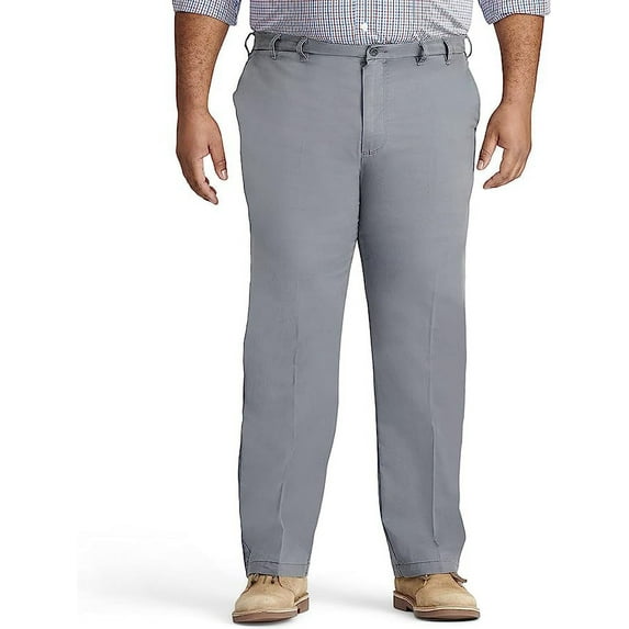 Izod Men's Big & Tall Big and Tall Performance Stretch Flat Front Pant, Smoked Pearl, 48W x 29L
