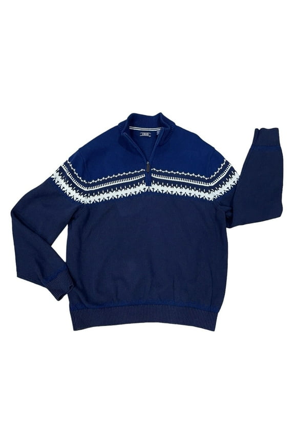 Men's Quarter Zip Pullover Amazing Glaze II Sweater, M, Peacoat