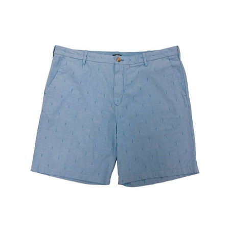 Izod Mens Blue Anchor Breeze Oxford Stretch Seersucker Shorts 42 W X 9,5 I