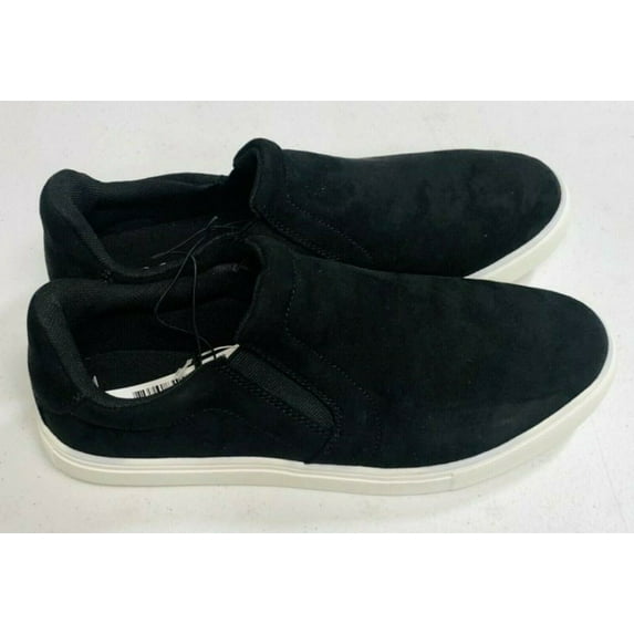 Izod Women's Julie Memory Foam Slip On Sneakers Shoes (Black White Suede, 8.5)