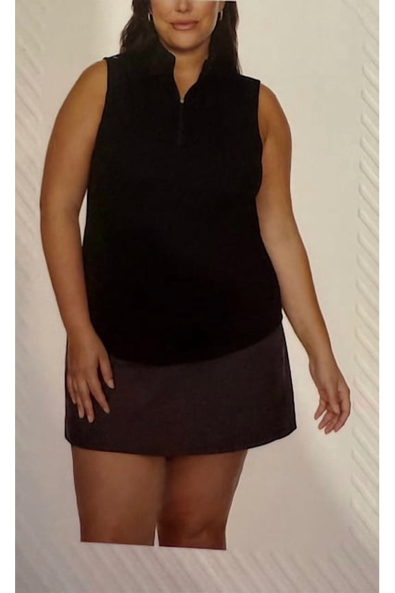 Women’s Performance Sleeveless Zip Mock Neck, Black, Large
