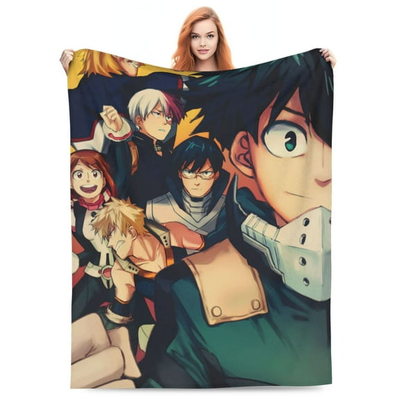 Izuku Midoriya Deku My Hero Academia Flannel Blanket Ultra-Soft Micro Fleece Throw Blanket For Bed Sofa Couch Car Office Unisex Adult Fuzzy Bed Blanket Cozy Kids Throw Blanket 60"x50"