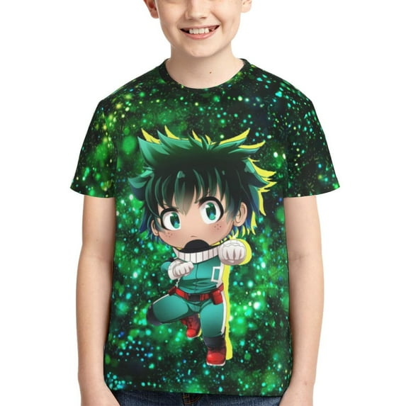 Izuku Midoriya My Hero Academia Youth Unisex T-Shirt Crewneck Short Sleeve Double-Sided Print Tee Shirts Top For Boys Girls Kid Teen Large