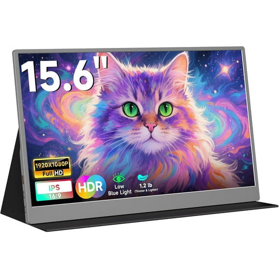 XGEZEVE Portable Monitor for Laptop 15.6 Inch,FHD 1080P USB C Travel Monitor ExtenderIPS HDMI for Computer, Second Display Screen Extender with Kickstand for PC Phone Switch PS4/5