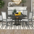 thumbnail image 1 of Dining Table Set for 6, Dining Room Set with Bench and 4 Upholstered Chairs, 6 Piece Dining Table Set, Wooden Dining Table Set, Farmhouse Dining Table Set Furniture for Kitchen Dining Room, Espresso, 1 of 10