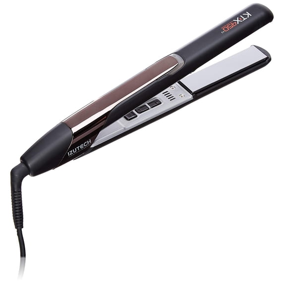 Izutech KTX450 V3 Round Edge Diamond Tourmaline Ceramic Plates Flat Iron with Auto Shut Off Safety Feature, 1 Inch, Copper