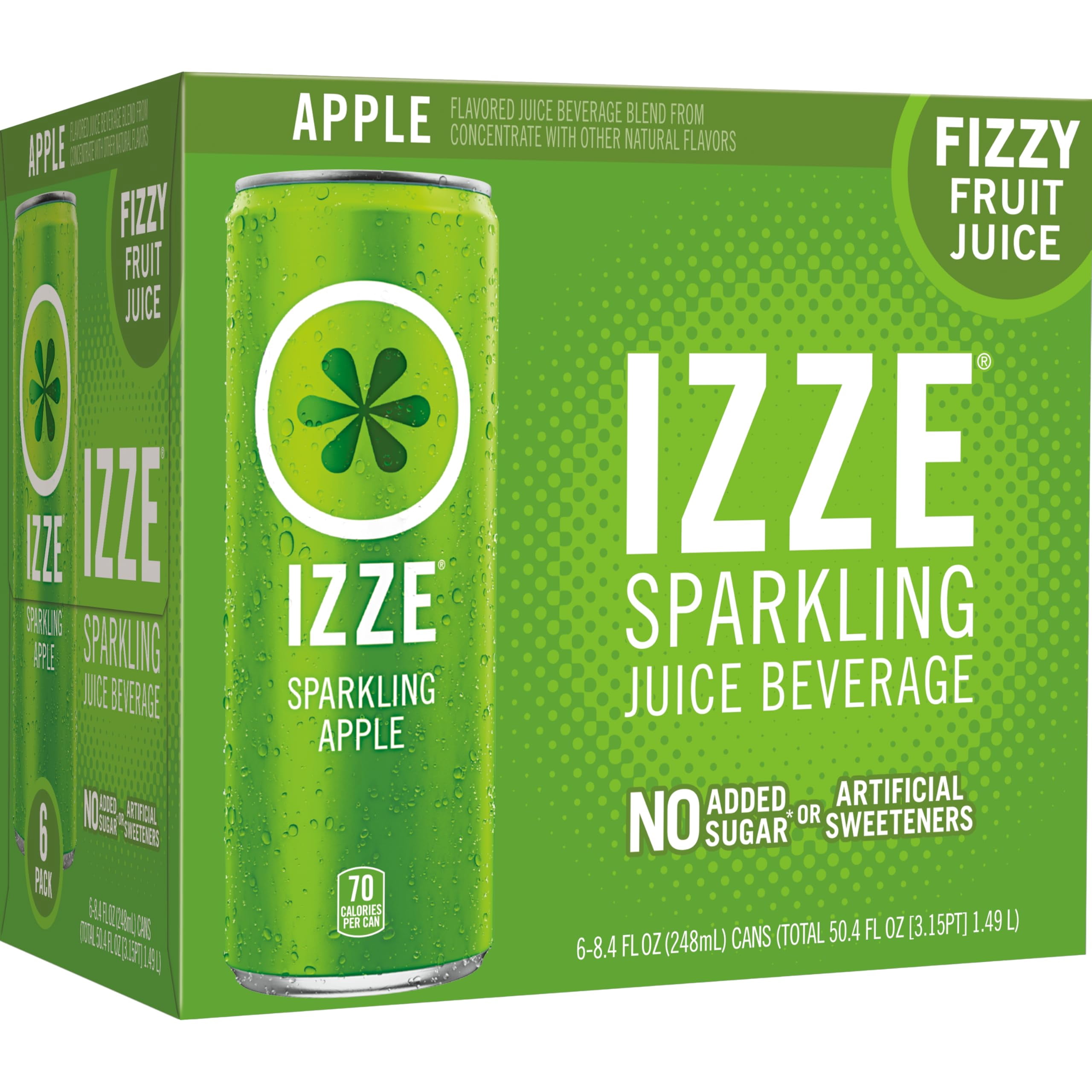 Izze Beverage - Crisp Sparkling Apple Juice Beverage - 50.4 FO, Case of 4