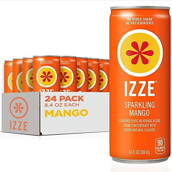 Izze Sparkling Juice Beverage, .. Mango, 8.4 Fl Oz, .. 24 Pack