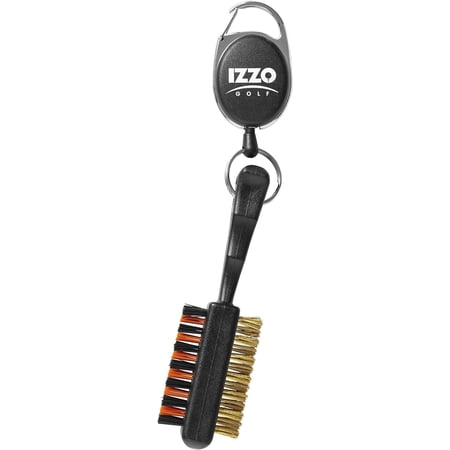 Izzo Golf Double Sided Golf Club Brush - Includes Golf Club Scrub Brush, Golf Club Groove Cleaner & Retractable Zinger for Golf Bag