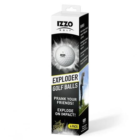 Izzo Golf Exploder Prank Golf Balls, White and Dimpled, 4 Pack