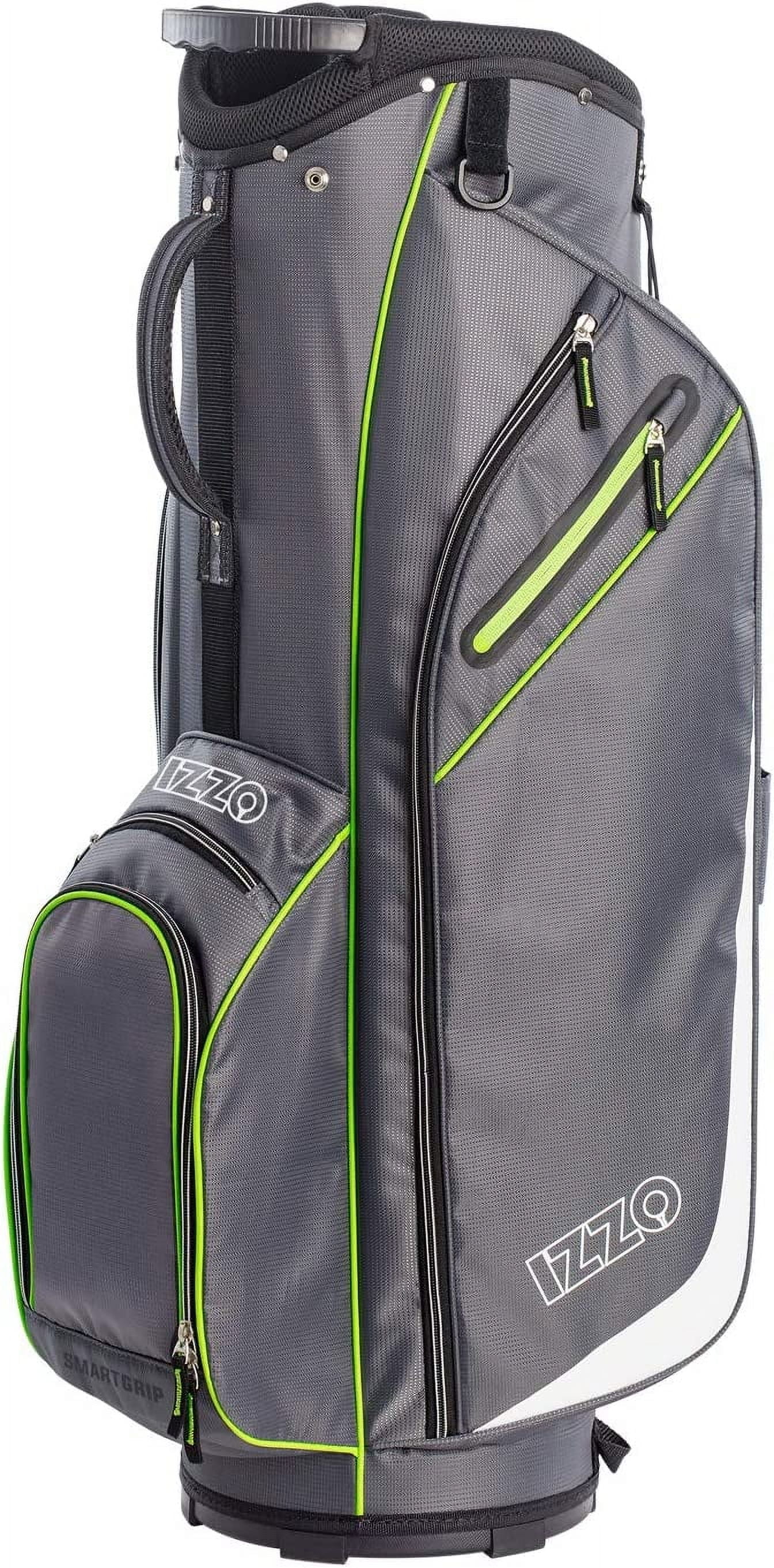IZZO Golf Ultra-Lite Golf Cart Bag With Single Strap & Exclusive Features, Gray/Lime, 35’’ x 14’’ x 11’’