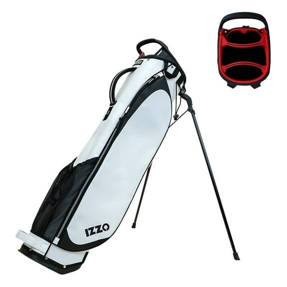 IZZO Quik 9 Golf Carry Stand Bag – Holds 14-Clubs, Lightweight, Easiest Bag You’ll Carry (White)