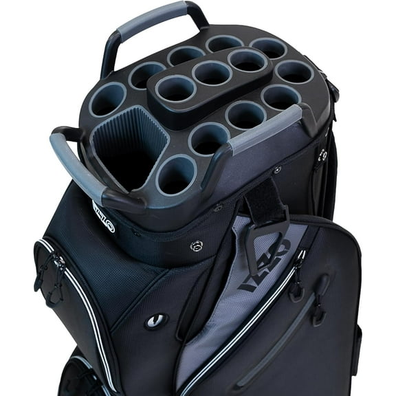 IZZO Golf Ultimate Organizer Golf Cart Bag – Black/Grey – Integrated Club Tubes, 14-Way Top, Dedicated Putter Well, Full-Length Dividers, Durable Organized Design