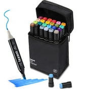 IZZONI 120-Color Alcohol Art Markers Set, Dual-Tip Permanent Sketch Pens for Adult Coloring Books, Drawing & Sketching, with Carry Case & Organizer