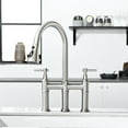 thumbnail image 1 of Izzovium 3 Hole Brushed Nickel Bridge Kitchen Faucet with Pull Down Sprayer, 2 Handle Faucet for Kitchen Sinks, Pull Out Sprayer, Stainless Steel Sink Faucet, 1 of 11