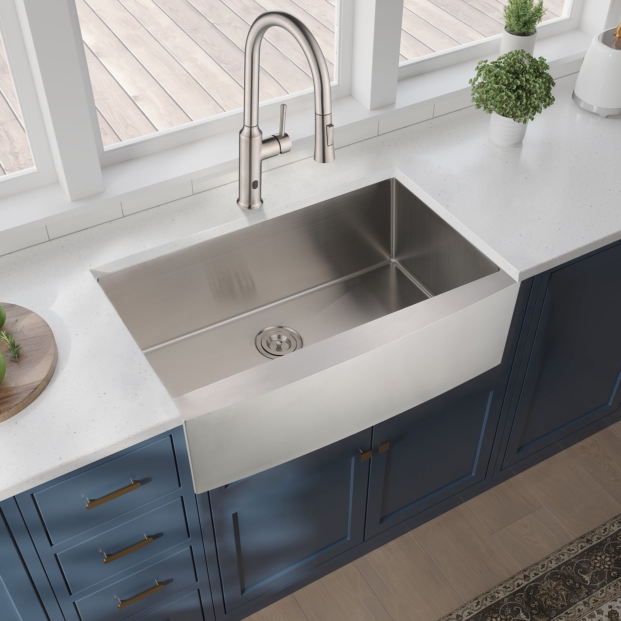 Izzovium 30"x21"x10" Farmhouse Apron Single Bowl Stainless Steel Kitchen Sink, Brushed Nickel, 16 Gauge T304, Dent-Resistant & Rustproof for Modern Kitchens