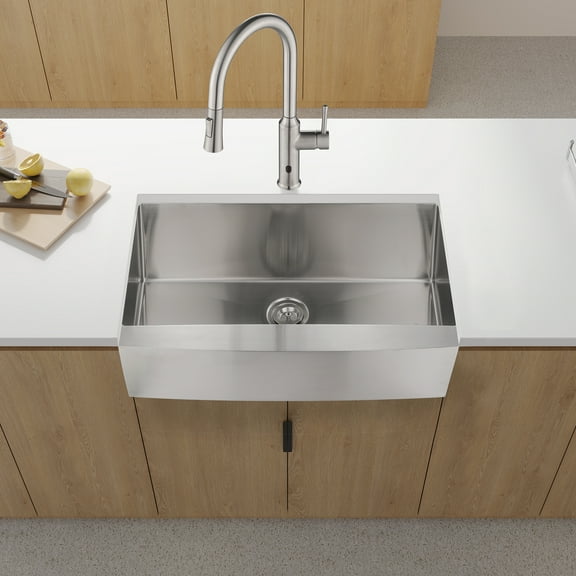 Izzovium 33"x21"x10" Farmhouse Apron Single Bowl Stainless Steel Kitchen Sink, Brushed Nickel, 16 Gauge T304, Dent-Resistant & Rustproof, Easy-Clean Design
